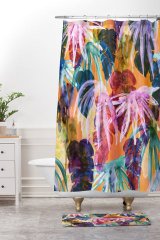 Schatzi Brown Lindsey Tropical Shower Curtain And Mat