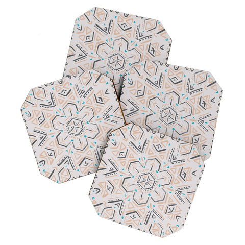 Schatzi Brown Line Tribal Mandala 1a Coaster Set