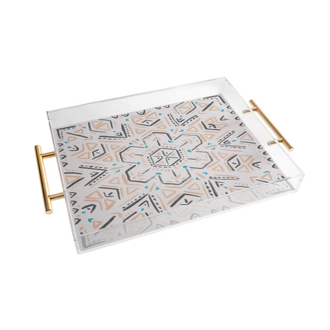 Schatzi Brown Line Tribal Mandala 1a Acrylic Tray