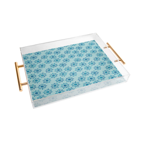 Schatzi Brown Lotta Floral Light Aqua Acrylic Tray