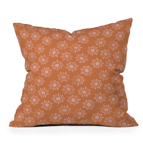 Schatzi Brown Lotta Floral Orange Outdoor Throw Pillow