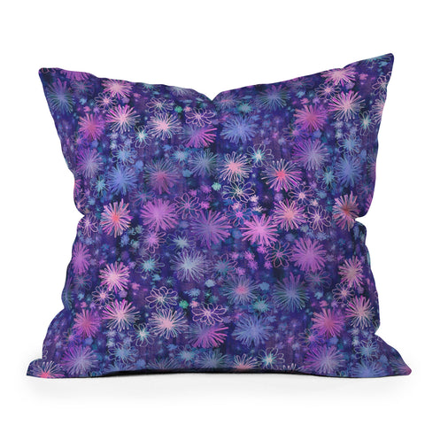 Schatzi Brown Love Floral Purple Outdoor Throw Pillow