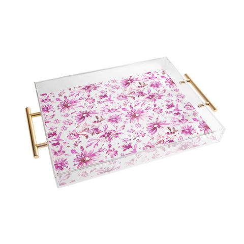 Schatzi Brown Lovely Floral Pink Acrylic Tray