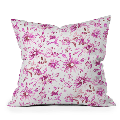 Schatzi Brown Lovely Floral Pink Outdoor Throw Pillow