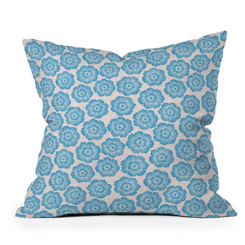 Schatzi Brown Lucy Floral Turquoise Outdoor Throw Pillow