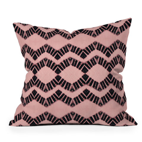Schatzi Brown Luna Tie Dye Pink Black Outdoor Throw Pillow