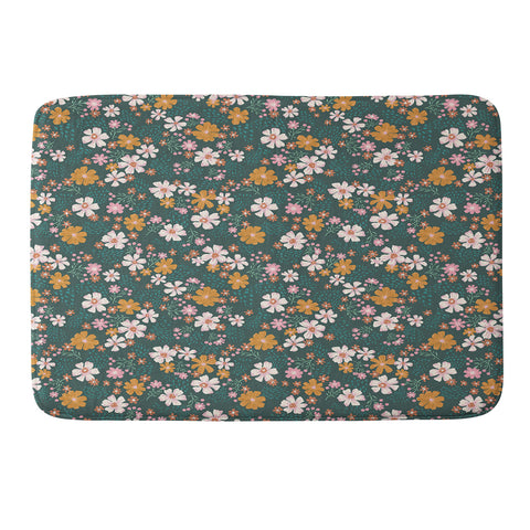 Schatzi Brown Macy Floral Green Memory Foam Bath Mat