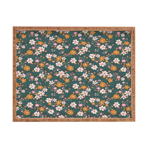 Schatzi Brown Macy Floral Green Rectangular Tray