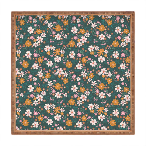 Schatzi Brown Macy Floral Green Square Tray