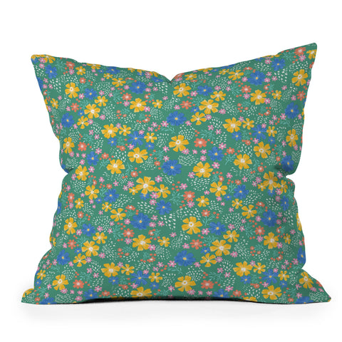 Schatzi Brown Macy Floral Kelly Green Throw Pillow