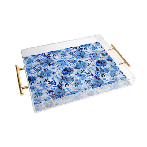 Schatzi Brown Marion Floral Blue Acrylic Tray