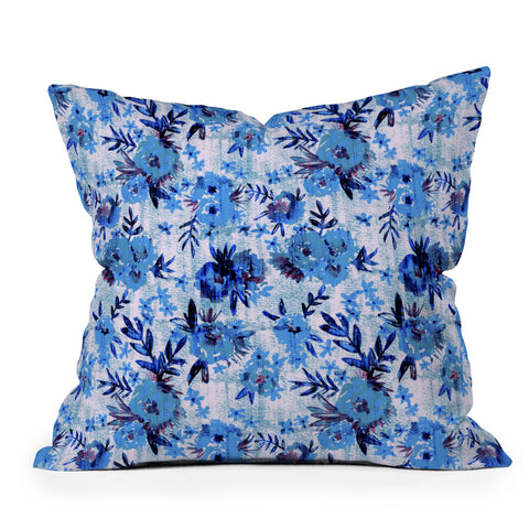 Schatzi Brown Marion Floral Blue Outdoor Throw Pillow