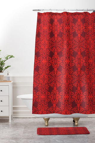 Schatzi Brown Marlene Global Cranberry Shower Curtain And Mat