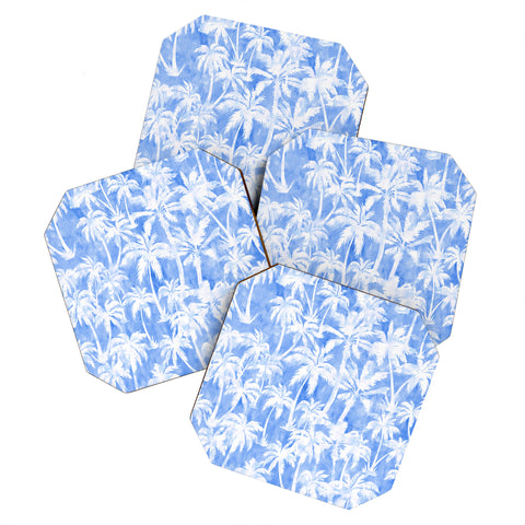 Schatzi Brown Maui Palm 2 Light Blue Coaster Set