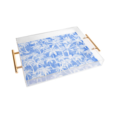 Schatzi Brown Maui Palm 2 Light Blue Acrylic Tray