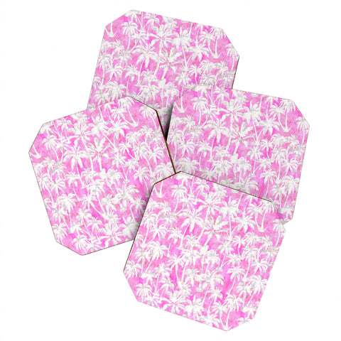 Schatzi Brown Maui Palm 2 Pink Coaster Set