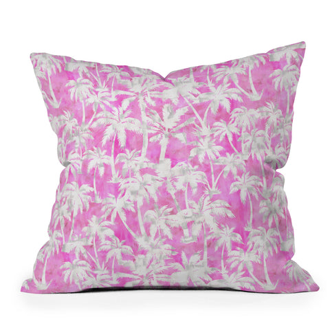 Schatzi Brown Maui Palm 2 Pink Outdoor Throw Pillow