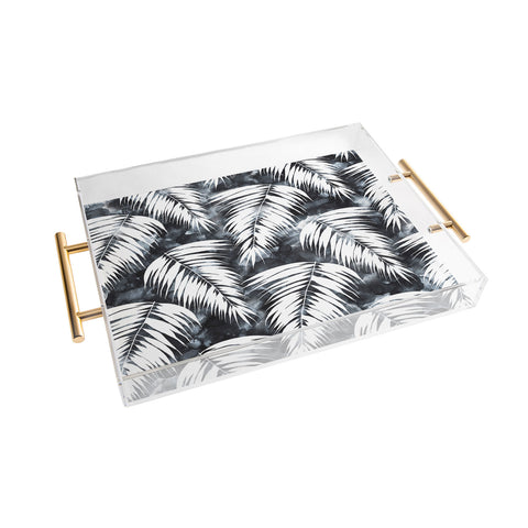 Schatzi Brown Maui Palm Black and White Acrylic Tray