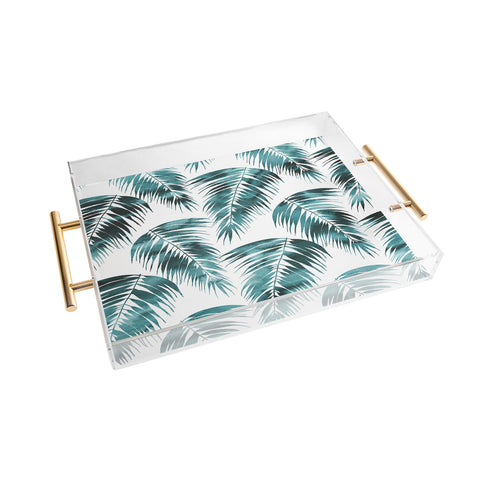 Schatzi Brown Maui Palm Green and White Acrylic Tray