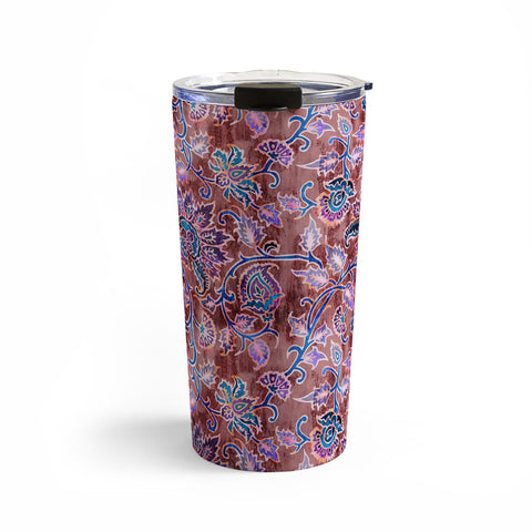 Schatzi Brown Mendhi Floral Vintage Maroon Travel Mug