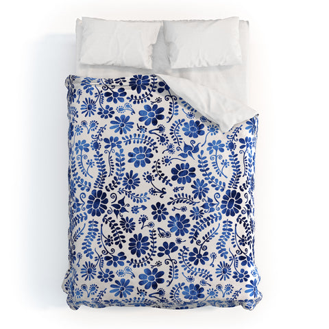Schatzi Brown Mexico City Flower Blue Duvet Cover