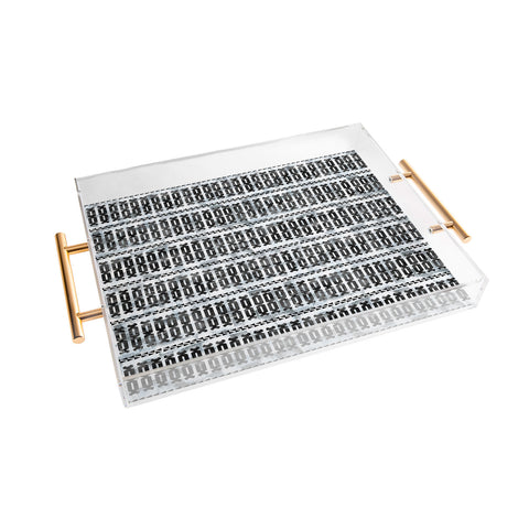 Schatzi Brown Mila Stripe White Acrylic Tray