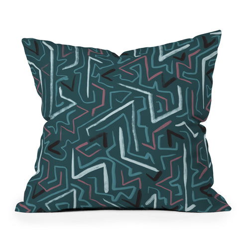Schatzi Brown Modern Line Midnight Outdoor Throw Pillow
