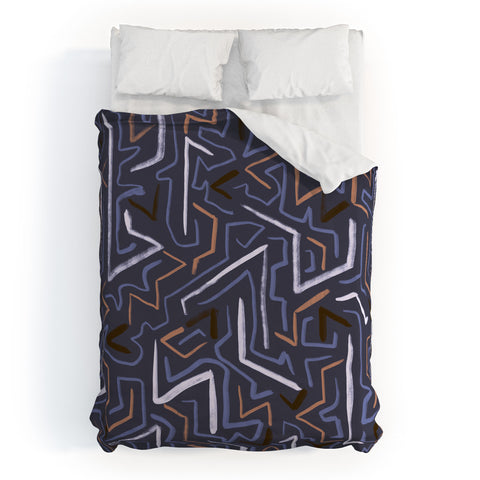 Schatzi Brown Modern Line Plum Duvet Cover