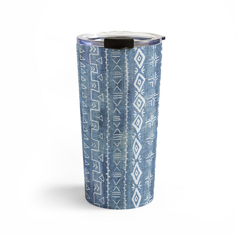 Schatzi Brown Modern Mudcloth Light Denim Travel Mug