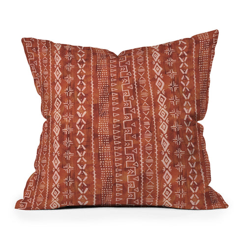 Schatzi Brown Modern Mudcloth Rust Outdoor Throw Pillow