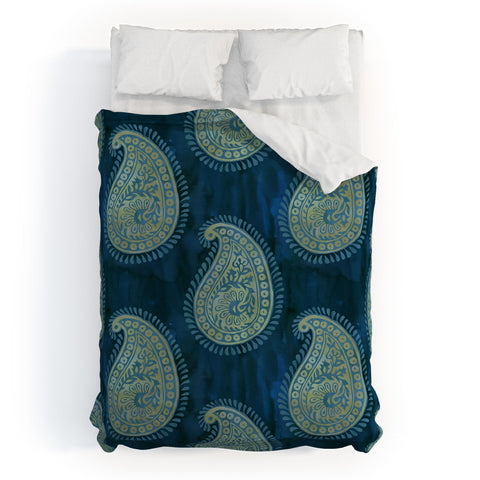 Schatzi Brown Mora Paisley Emerald Duvet Cover