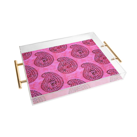 Schatzi Brown Mora Paisley Hot Pink Acrylic Tray