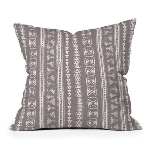 Schatzi Brown Mud Cloth 5 Taupe Outdoor Throw Pillow