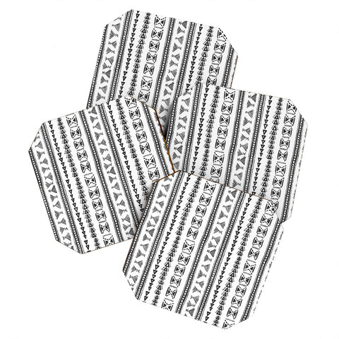 Schatzi Brown Mud Cloth 5 White Coaster Set