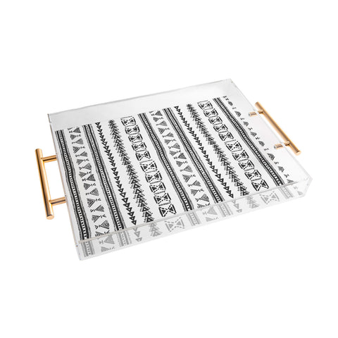 Schatzi Brown Mud Cloth 5 White Acrylic Tray