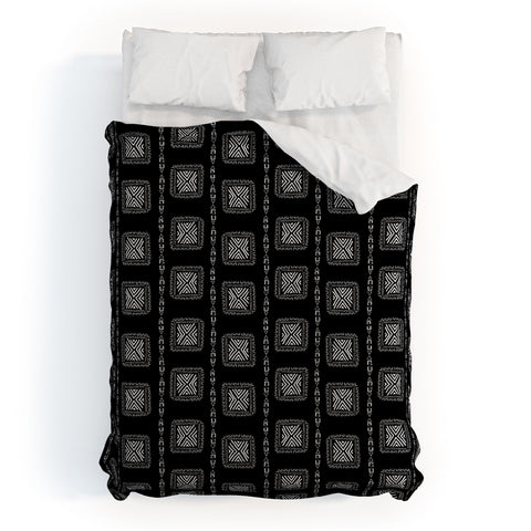 Schatzi Brown Mudcloth 3 Black Duvet Cover