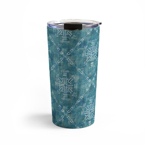 Schatzi Brown Mudcloth 4 Turquoise Travel Mug