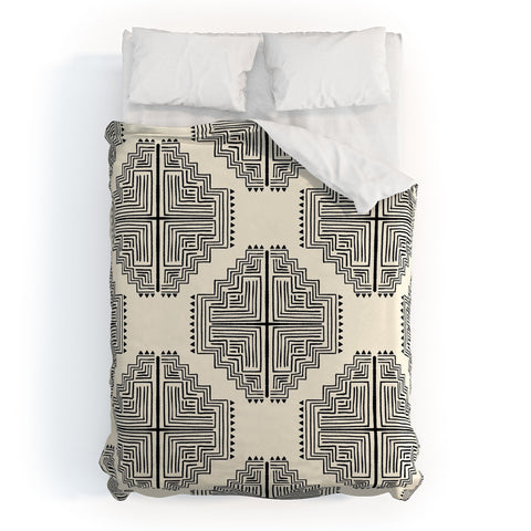 Schatzi Brown Nora Farmhouse Black and Cream Duvet Cover