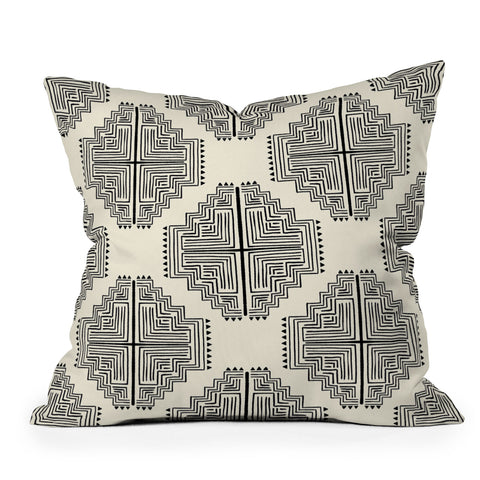 Schatzi Brown Nora Farmhouse Black and Cream Outdoor Throw Pillow