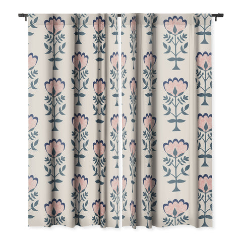 Schatzi Brown Norr Flower Ivory Blackout Window Curtain