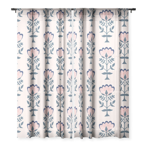 Schatzi Brown Norr Flower Ivory Sheer Window Curtain