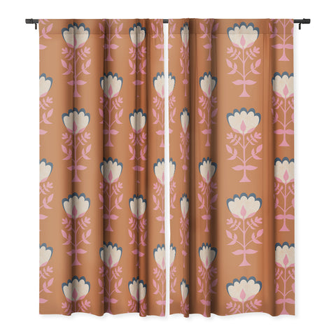 Schatzi Brown Norr Flower Orange Blackout Window Curtain