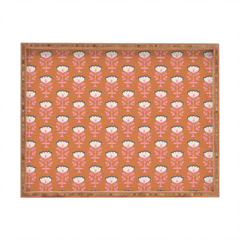 Schatzi Brown Norr Flower Orange Rectangular Tray