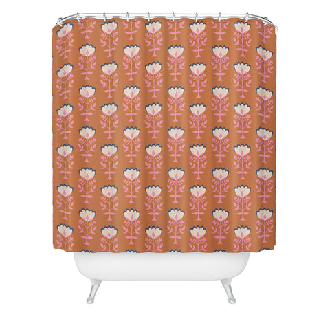 Schatzi Brown Norr Flower Orange Shower Curtain