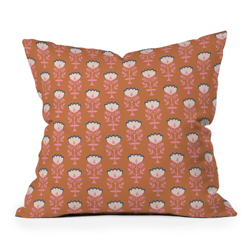 Schatzi Brown Norr Flower Orange Throw Pillow