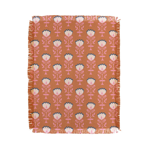 Schatzi Brown Norr Flower Orange Throw Blanket