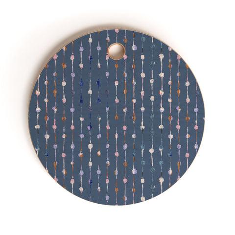 Schatzi Brown Norr Lines Dots Blue Cutting Board Round