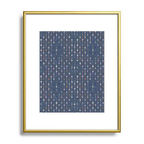 Schatzi Brown Norr Lines Dots Blue Metal Framed Art Print