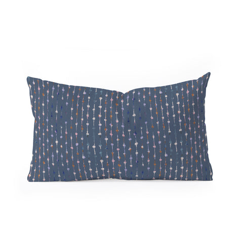 Schatzi Brown Norr Lines Dots Blue Oblong Throw Pillow