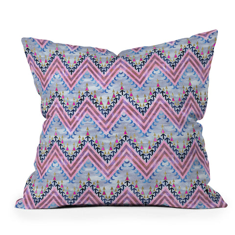 Schatzi Brown Pena Chevron Silver Outdoor Throw Pillow